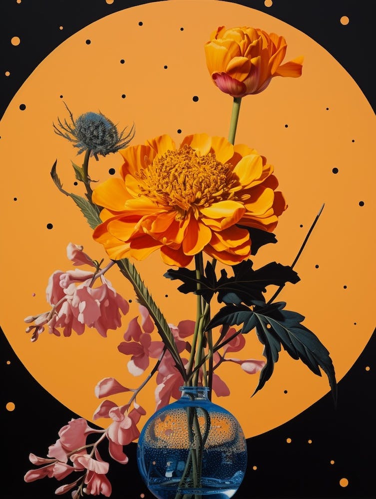 Surreal Florals Marigold 1 Flower Painting