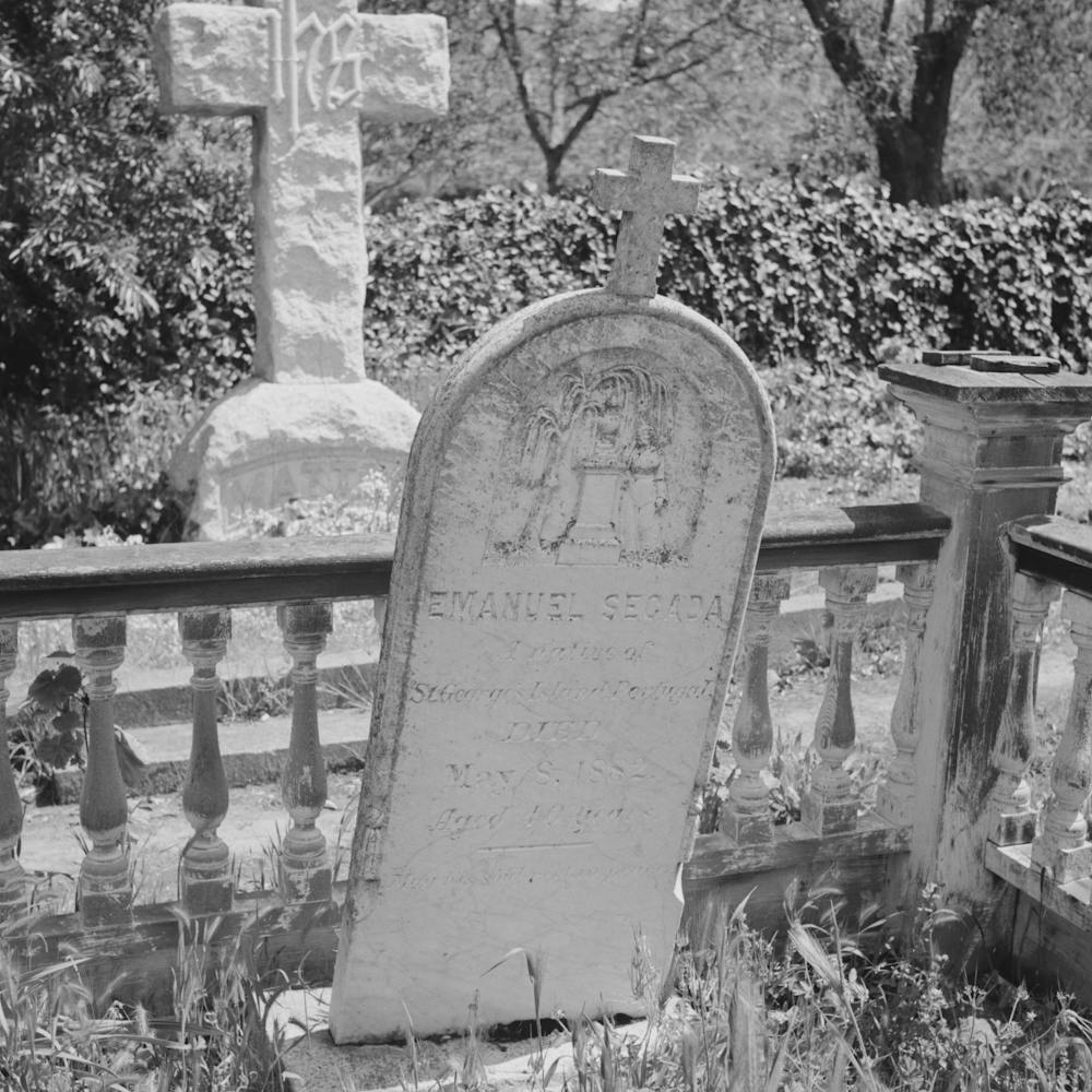 Mission San Jose, California, Tombstone Of Emigrant To California From Sao Jorge, Azores Islands By Russell Lee