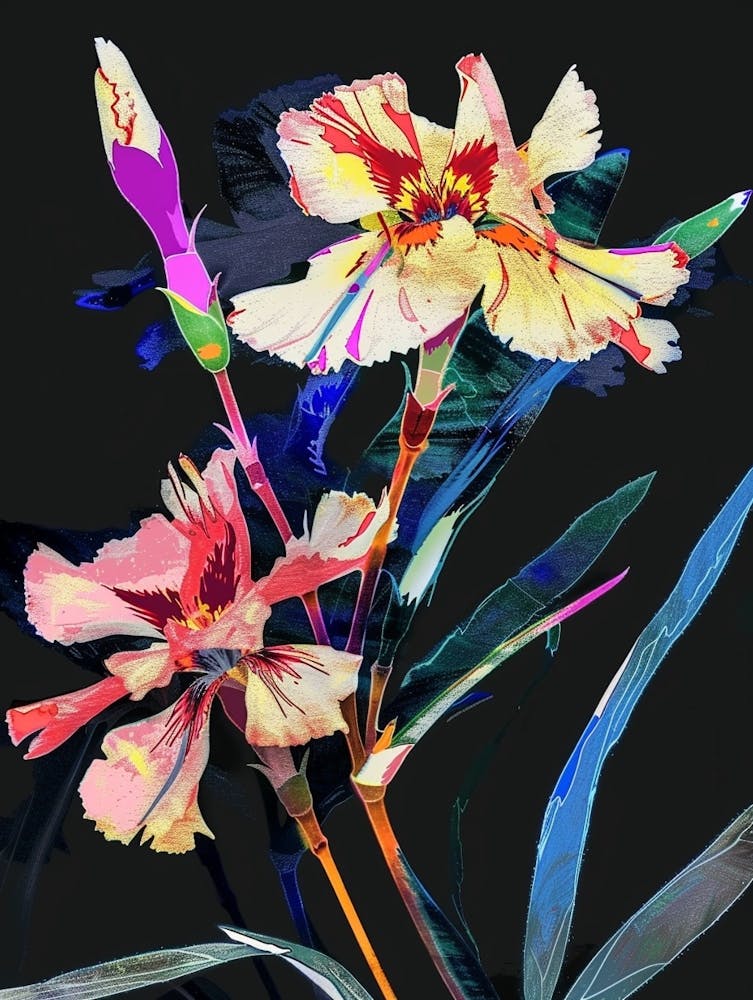 Neon Flowers On Black Carnation Dianthus 3