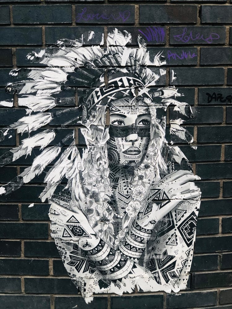 B& W Tattooed Female Red Indian