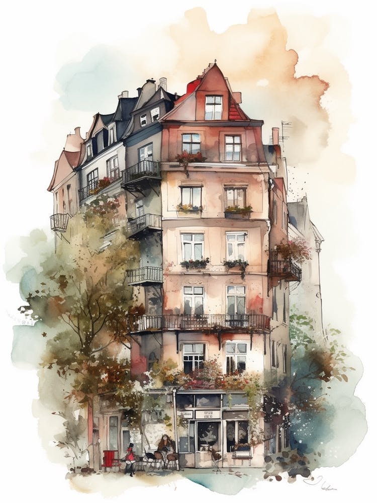 Kreuzberg Berlin Neighborhood, Watercolour 4