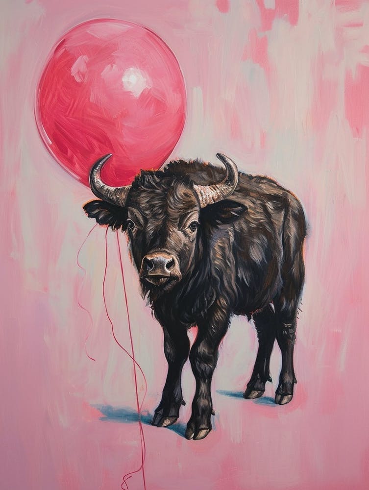Cute Buffalo 1 With Balloon