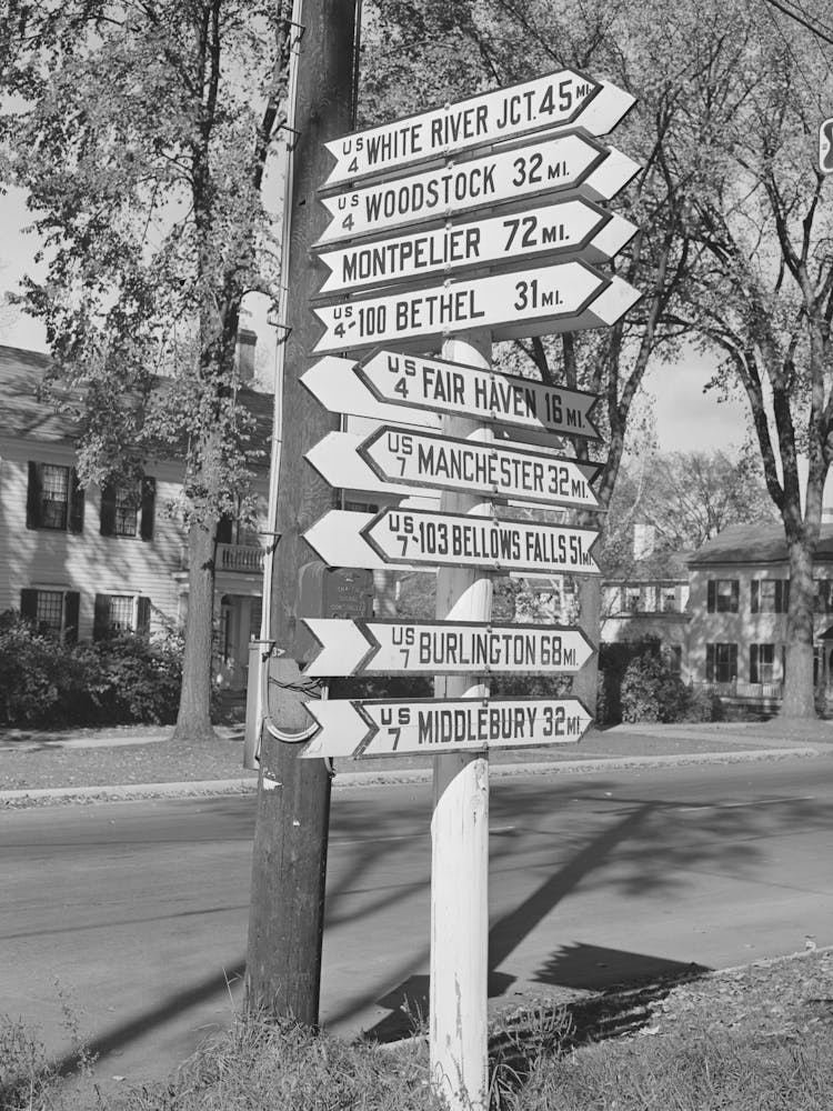Highway Signs, Rutland, Vermont By Russell Lee