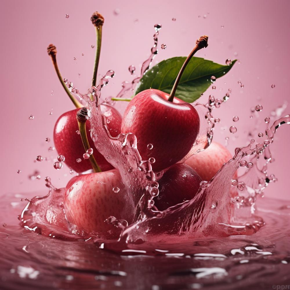 Cherries Splashing Water