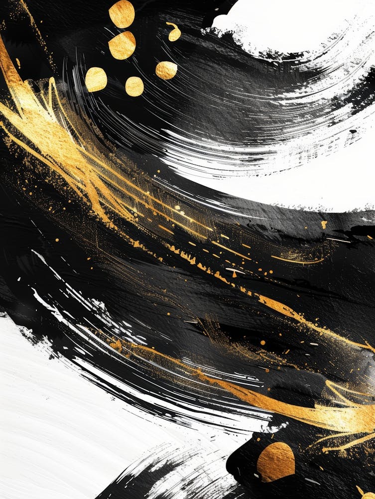 Abstract Black And Gold Painting 40