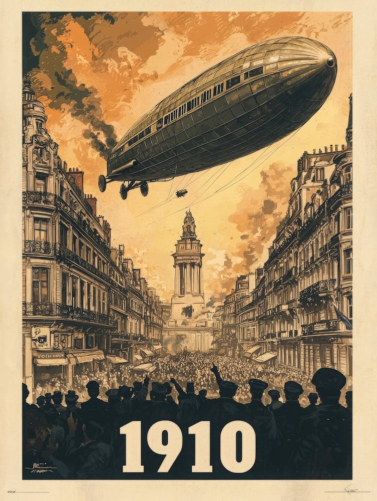 Aihrgdesign A Vintage Poster Of An Early Airship Soaring Abov 2b7180b3 024c 4c01 96bd 9700a1eba1ed 1