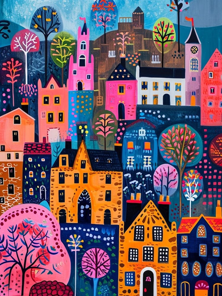Kitsch Colourful Edinburgh Cityscape 4
