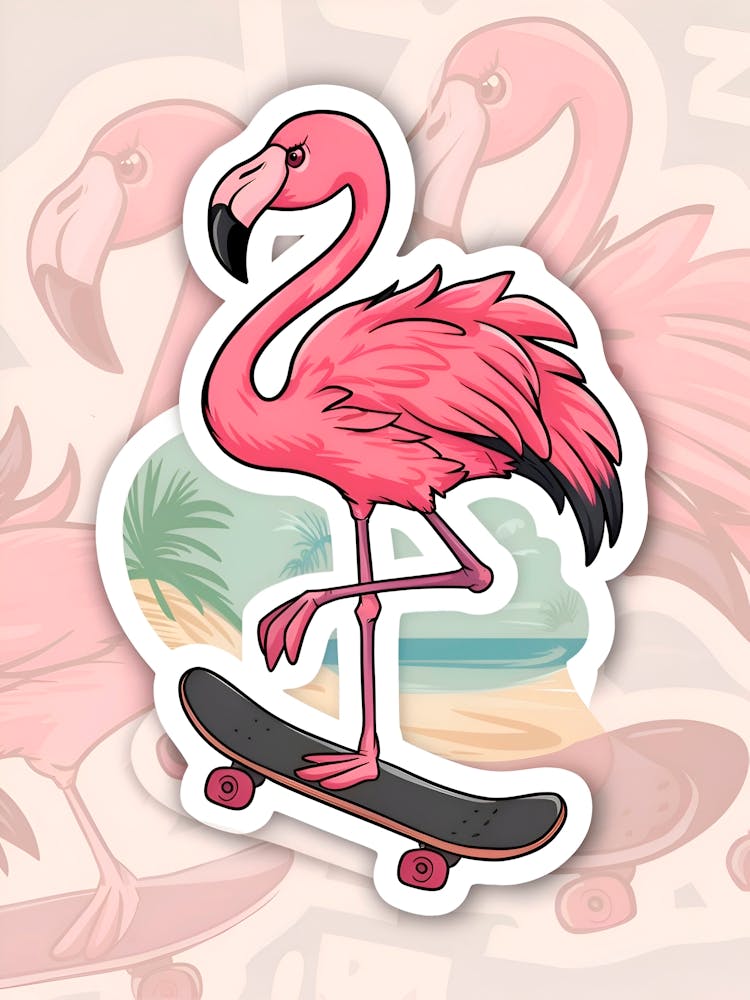 Flamingo Skateboard Sticker