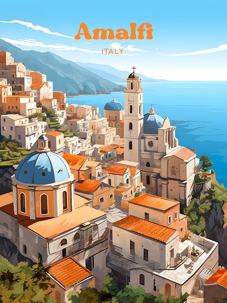 Amalfi Coast Italy Travel Illustration
