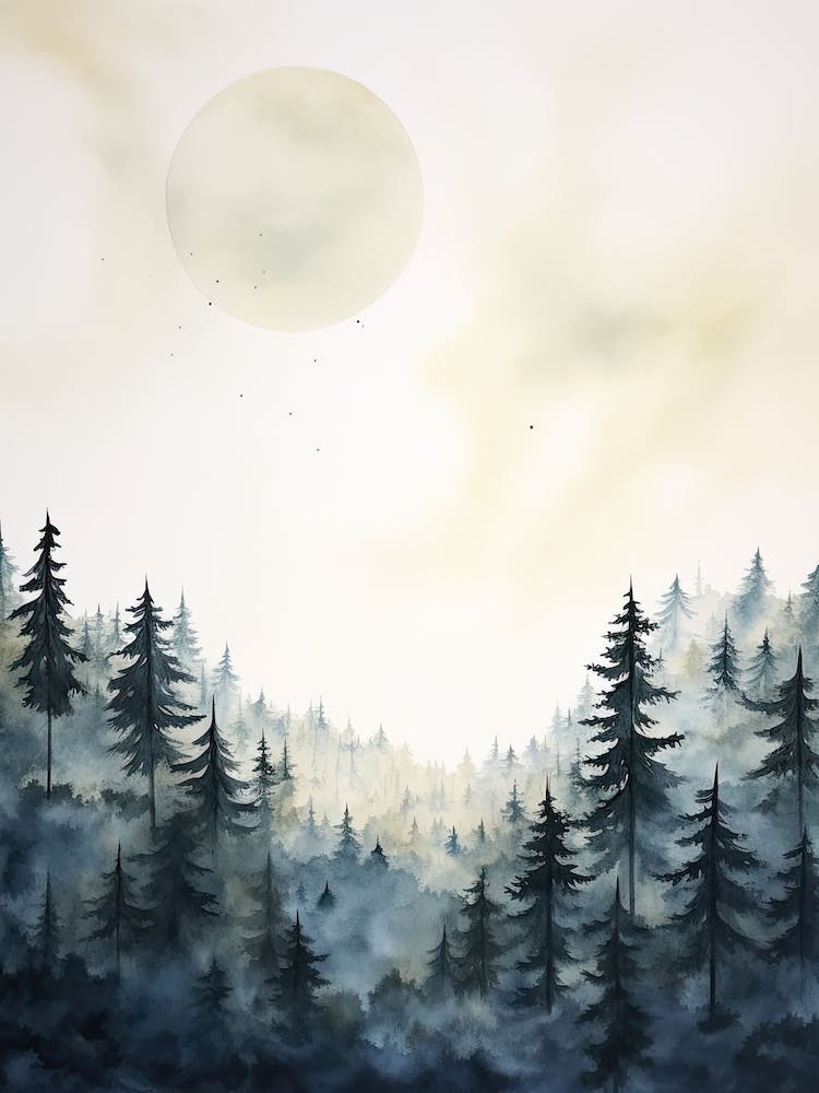 Watercolour Of Whakarewarewa Forest   New Zealand 3