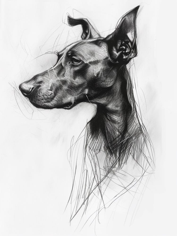 Pinscher Dog Charcoal Line