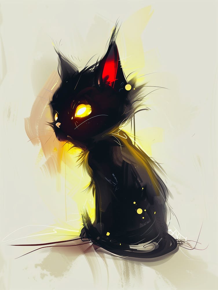 Schwarze Katze mit gelben Augen 1