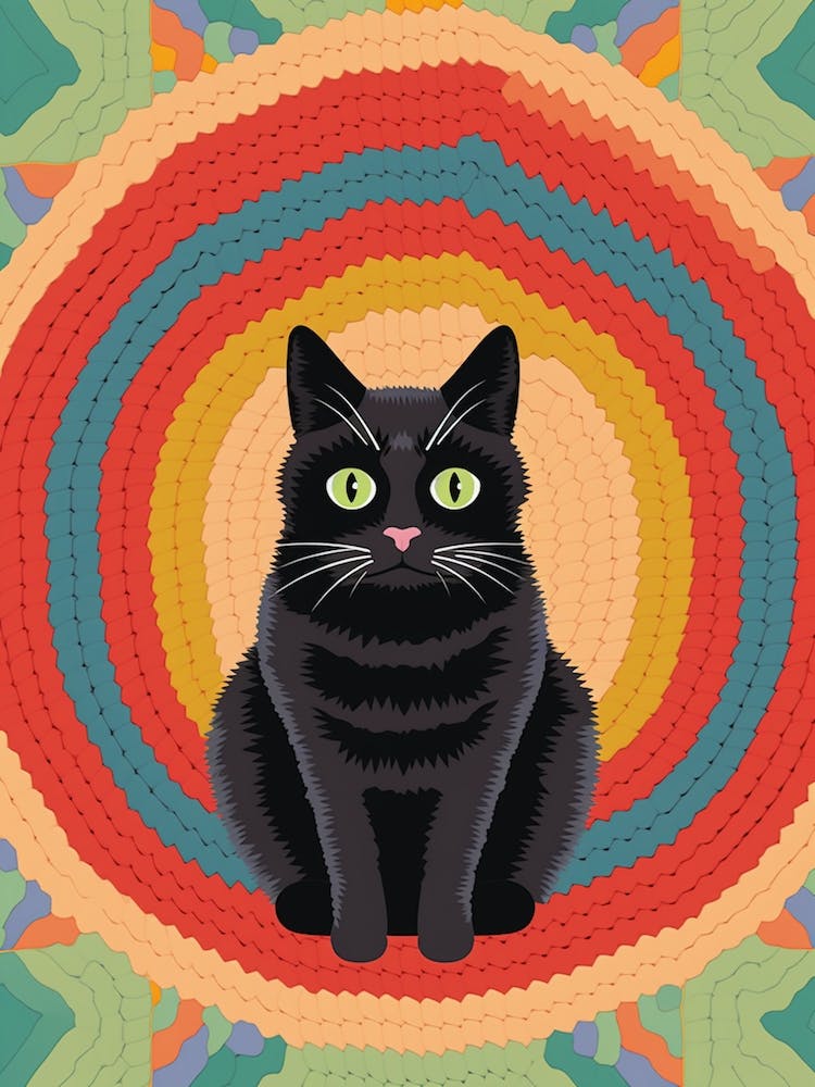 Crochet Cat Vintage Illustration