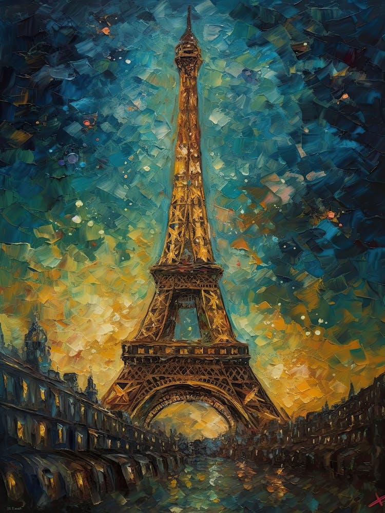 Eiffel Tower Paris France Vincent Van Gogh Style 23