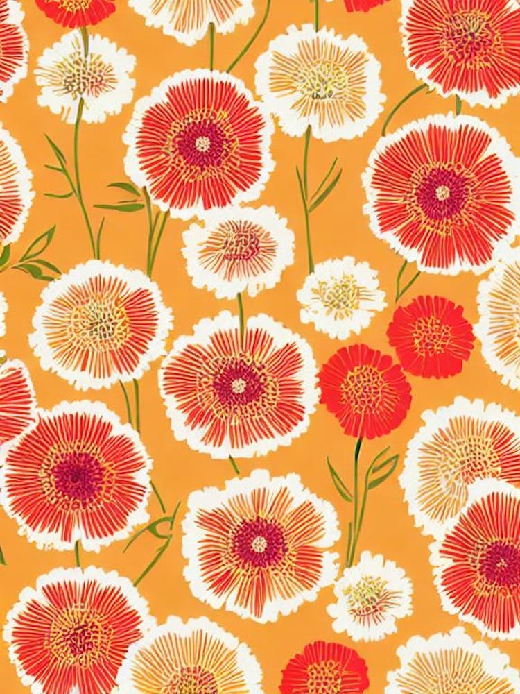 Scabiosa Floral Print Retro Pattern 2 Flower