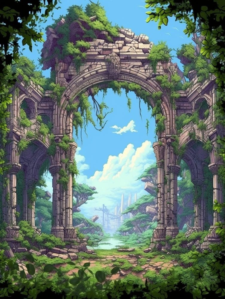 Ruins Landscape Pixel Art 1