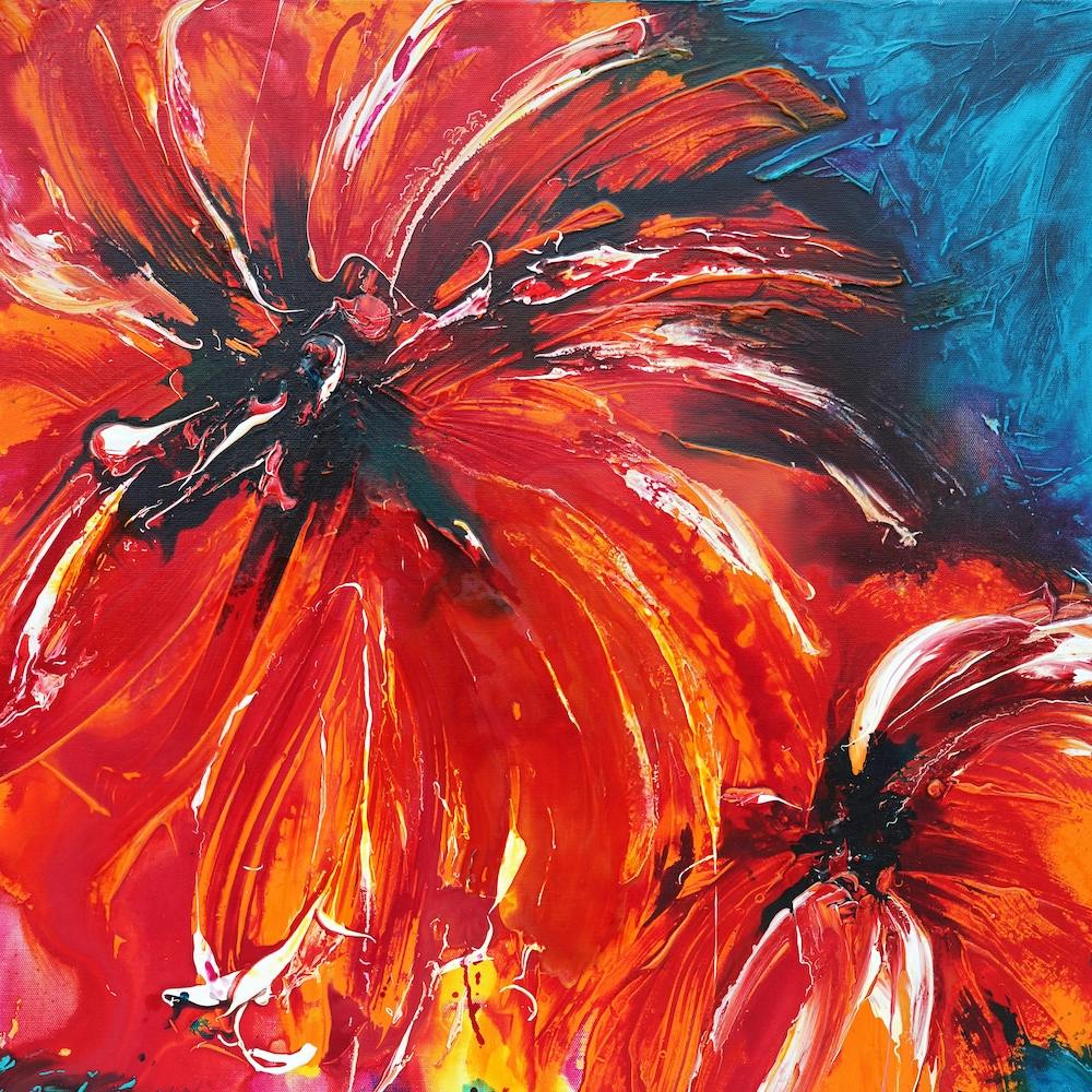 Large Orange Flower Painting Square