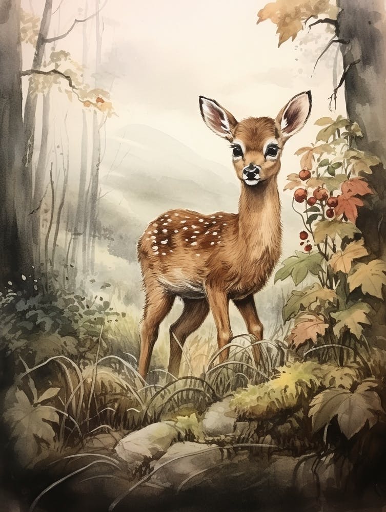 Märchenbuch Tier Aquarell Hirsch 3
