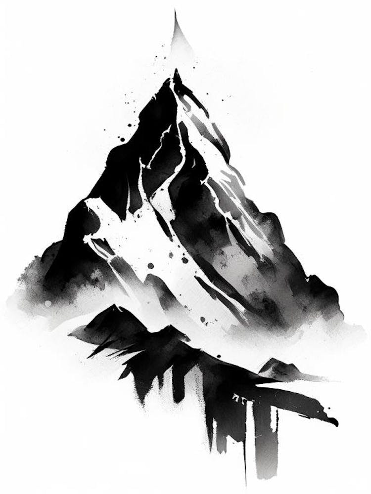 Mountain Peak 1 Symbol Black And White Painting