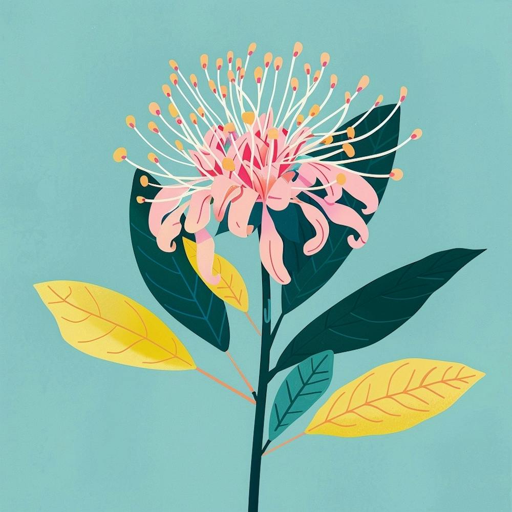 Bergamotte 1 Quadratische Blumenillustration