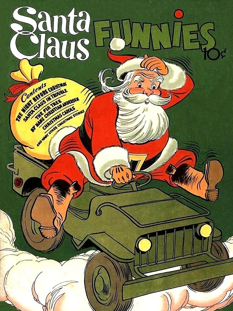Santa On A Military Jeep