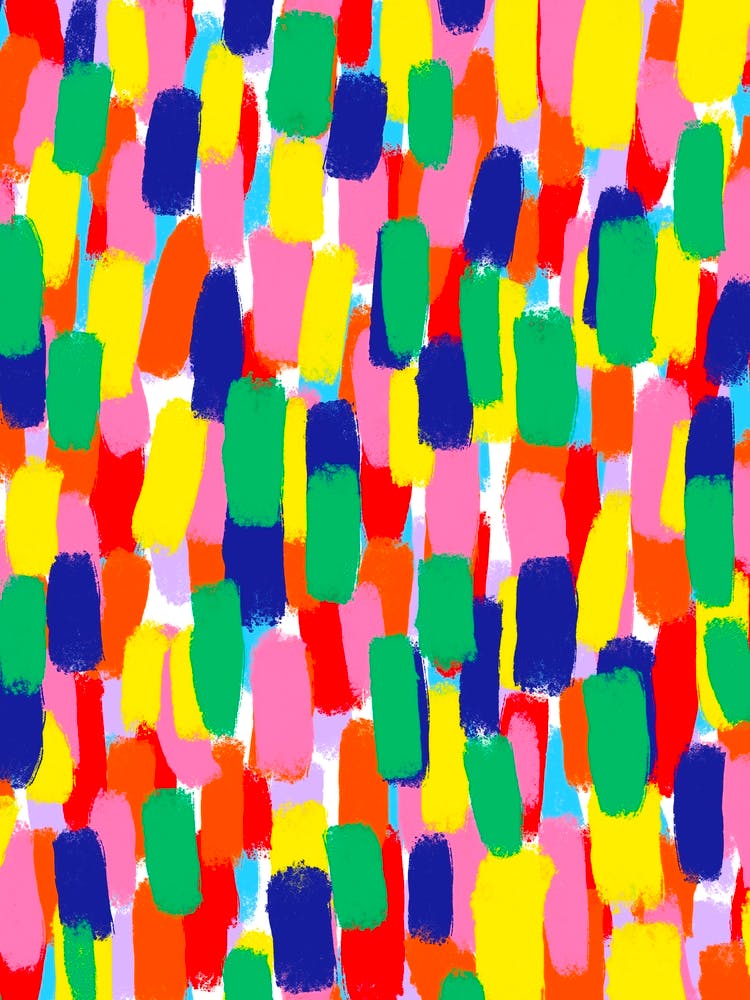 Rainbow Colours Abstract Paint Brush Strokes