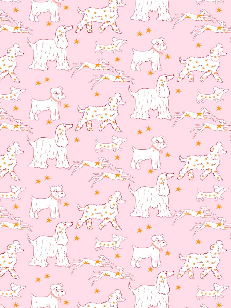 Dogs On A Pink Background