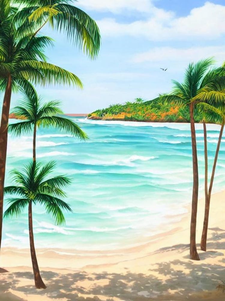 Nusa Dua Beach, Bali, Indonesia Contemporary Illustration  