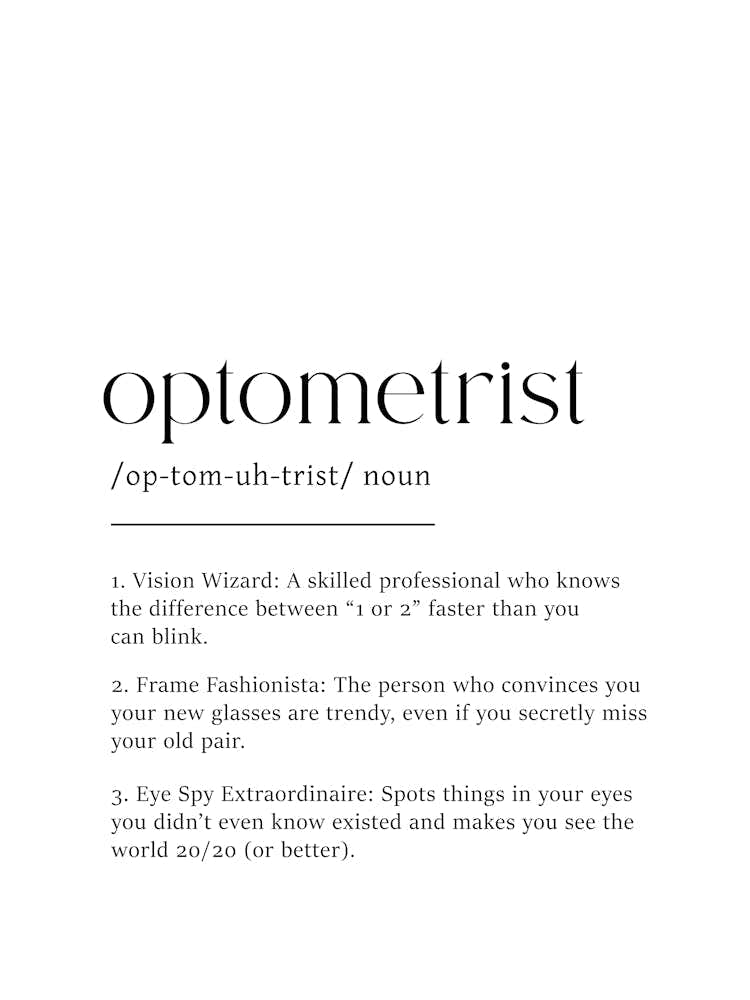 Optometrist Definition Poster - Dictionary