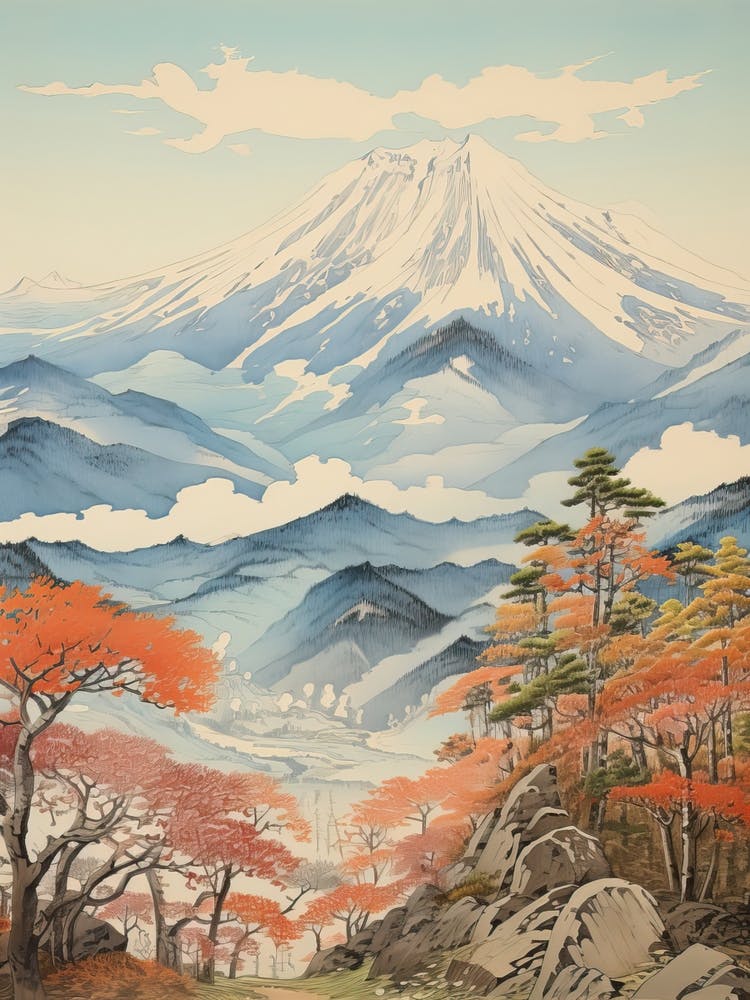 Shosenkyo Gorge In Yamanashi, Ukiyo E Drawing 4