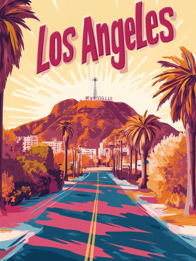 Aihrgdesign A Vintage Travel Poster Of Los Angeles Featuring 1
