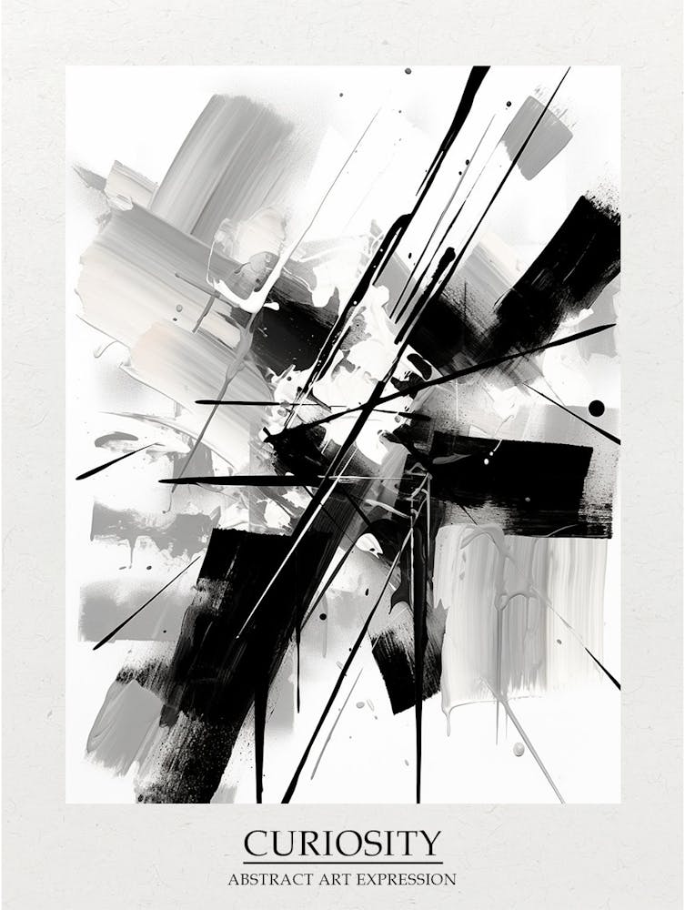 Curiosity Abstract Black And White 4 Poster