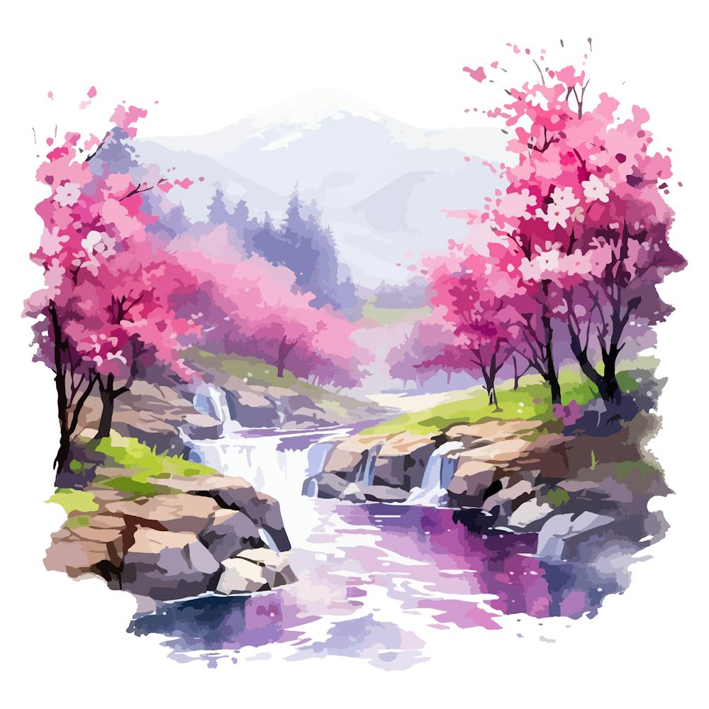 Watercolor Cherry Blossoms