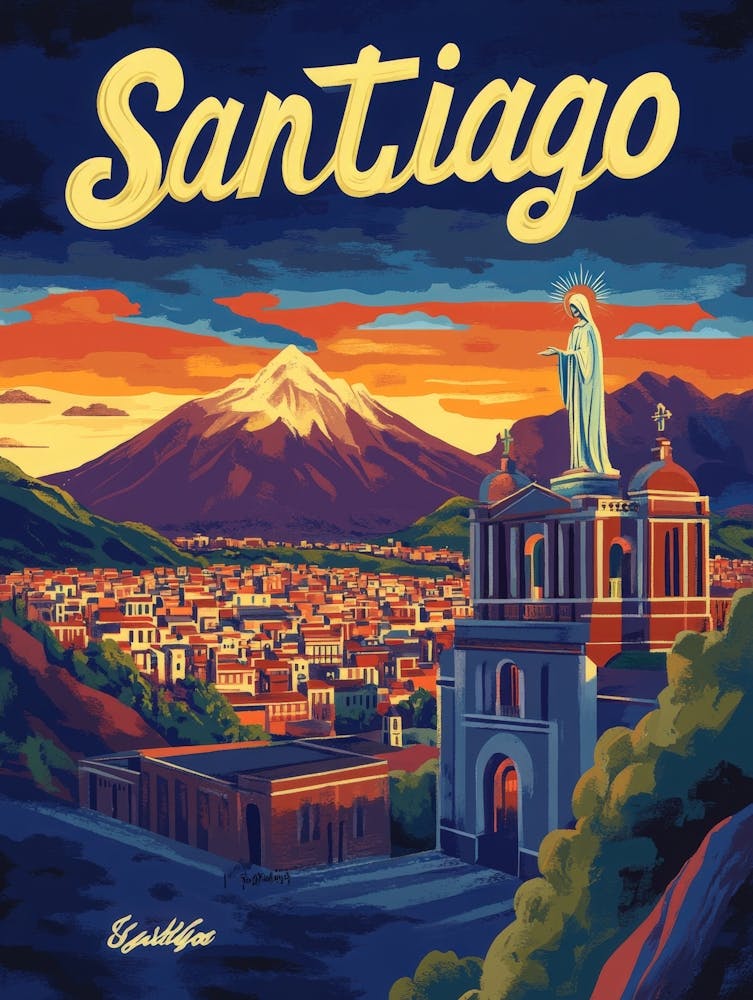 Aihrgdesign A Retro Travel Poster For Santiago 3