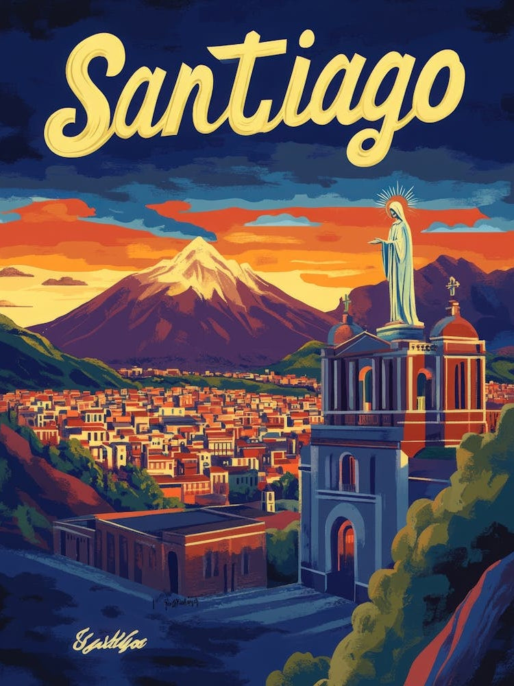 Aihrgdesign A Retro Travel Poster For Santiago 3
