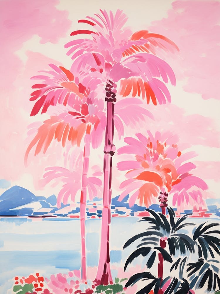 Pink Palm Trees Painting
