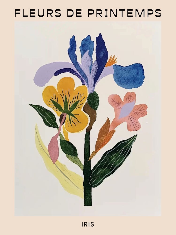 Frühlings-Blumen Französisches Poster Iris 2