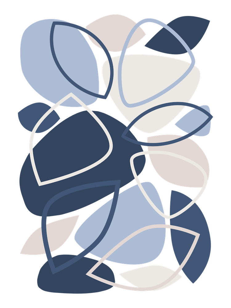 Blue, Grey, Mid Century Modern Abstract 23