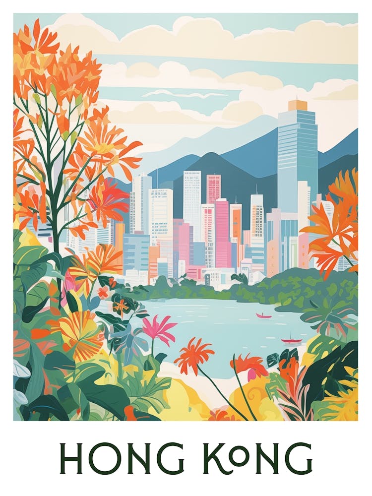 Hong Kong Maximalistisches Reiseposter Lebendige Farbe
