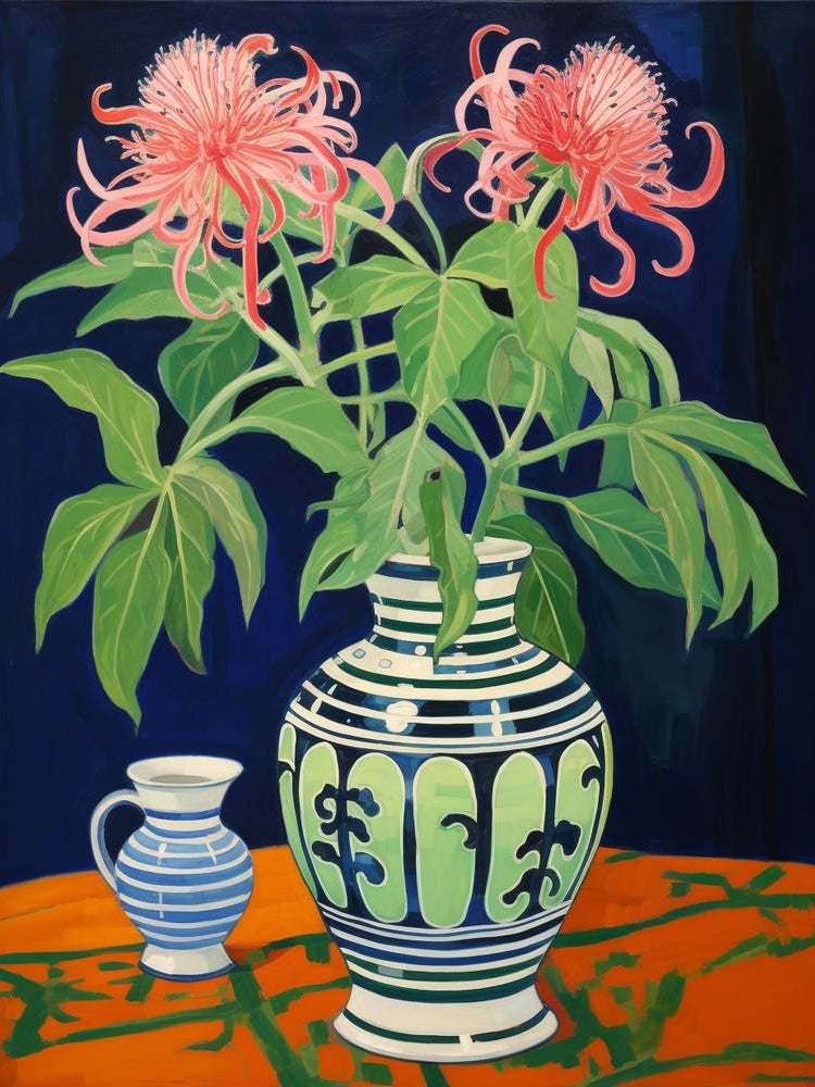 Flowers In A Vase Still Life Painting Bee Balm 3