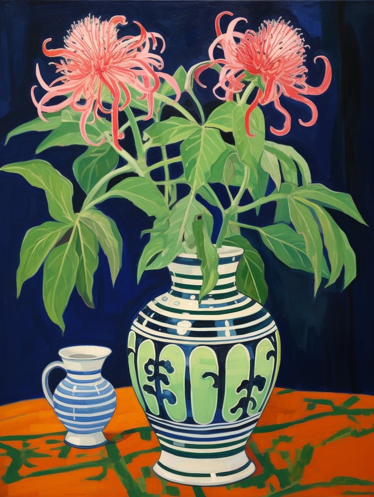 Flowers In A Vase Still Life Painting Bee Balm 3