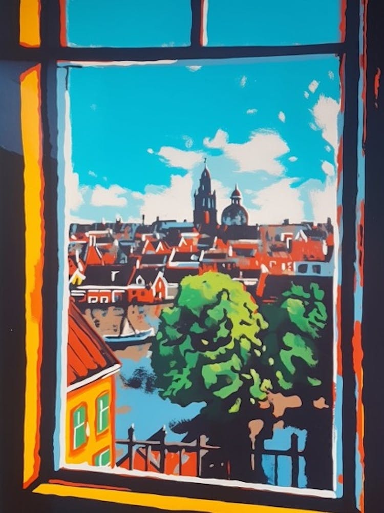 A Window View Of Amsterdam In The Style Of Pop Art 1
