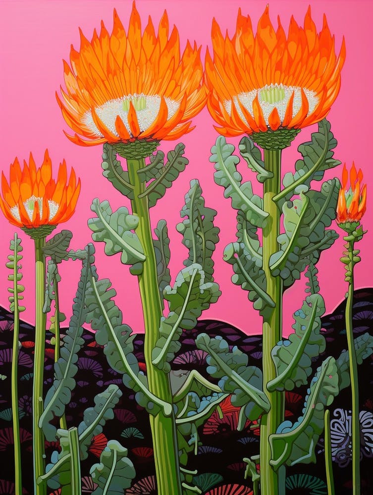 Kaktus-Illustration im mexikanischen Stil Turks Head Cactus 3