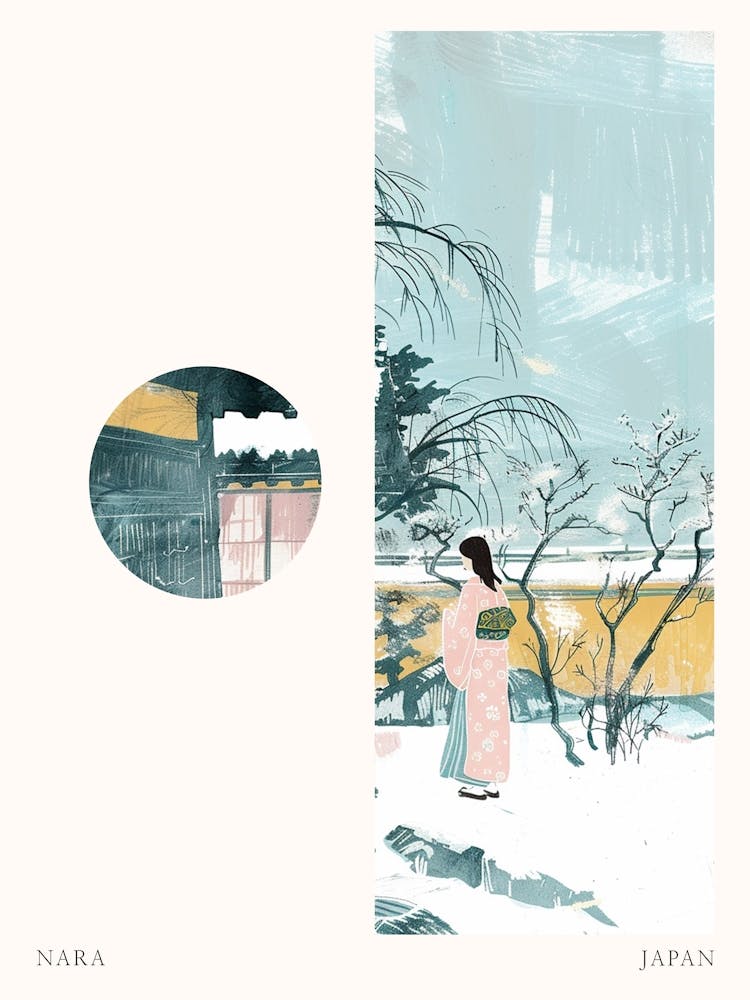 Nara Japan 4 Cut Out Travel Poster