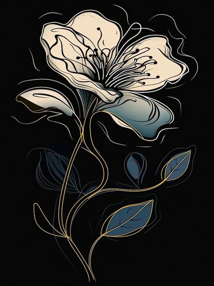 Lys Illustration Florale Line Art Neutre 9