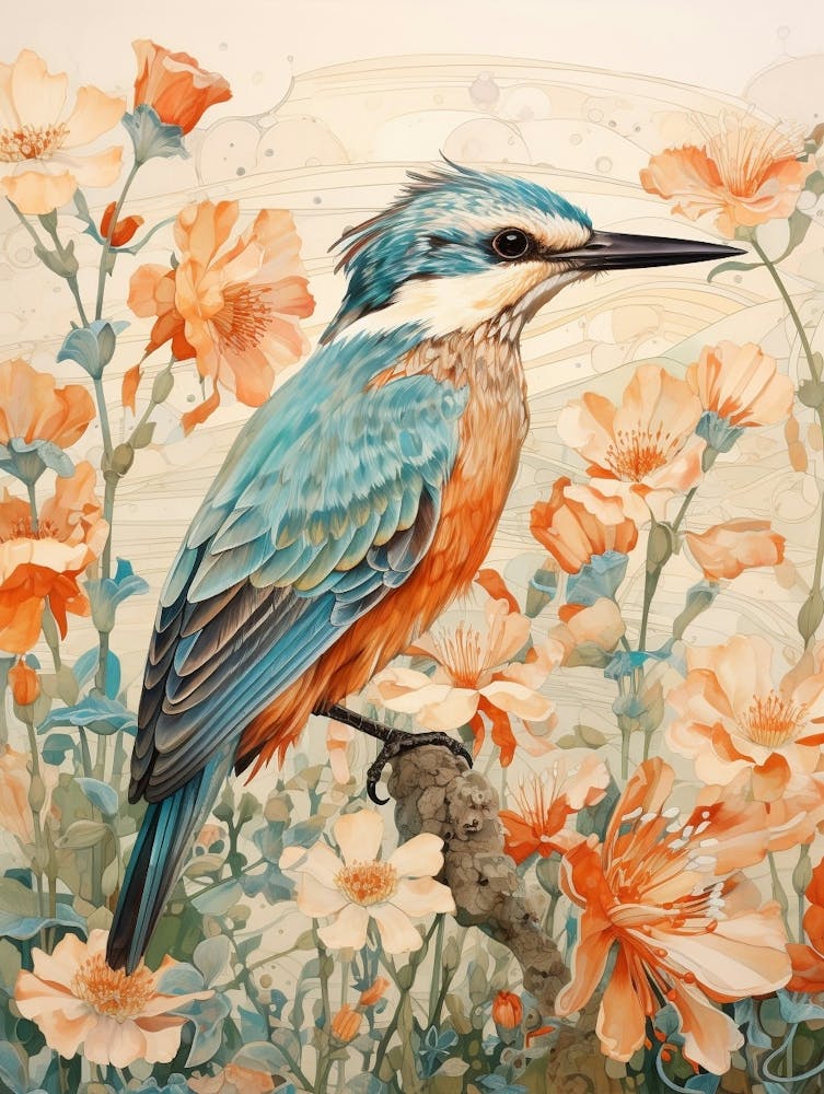 Martin-pêcheur 2 - Peinture d'oiseau détaillée