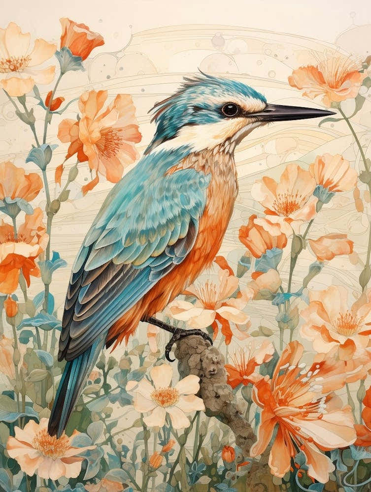 Kingfisher 2 Detailed Bird Painting