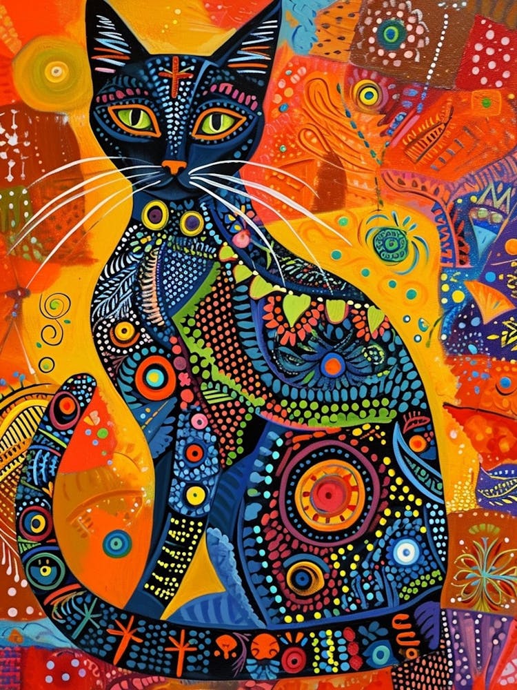 Kitsch Colourful Cat Portrait 3
