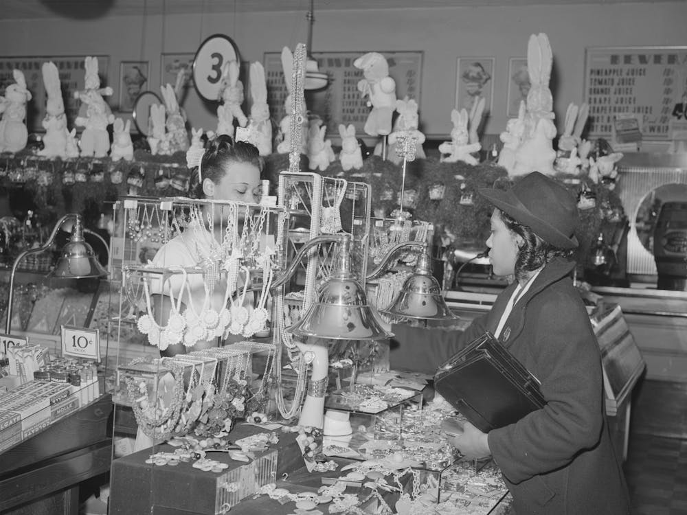 Buying Jewelry In Ten Cent Store Which Caters To Es, Chicago, Illinois By Russell Lee