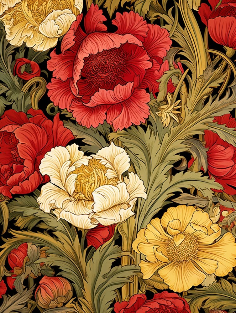 Wallpaper With Red And Yellow Flowers